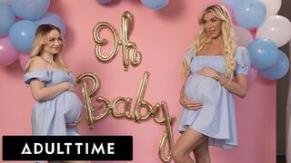 Szemrevaló terhes barinők hármasban: Rylee Blake és Aubrey Kate szeretkeznek egy hűtlen férjjel!